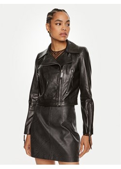 Elisabetta Franchi Kurtka skórzana GD-44Z-46E2 Czarny Regular Fit ze sklepu MODIVO w kategorii Kurtki damskie - zdjęcie 182664959