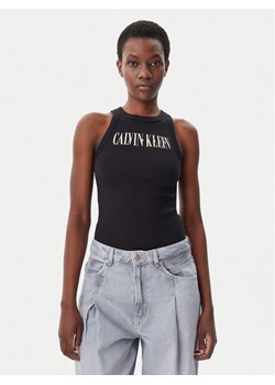 Calvin Klein Jeans Top Varsity J20J225520 Czarny Slim Fit ze sklepu MODIVO w kategorii Bluzki damskie - zdjęcie 182665175