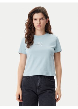 Calvin Klein Jeans T-Shirt Baby Tee J20J223113 Niebieski Slim Fit ze sklepu MODIVO w kategorii Bluzki damskie - zdjęcie 182666727