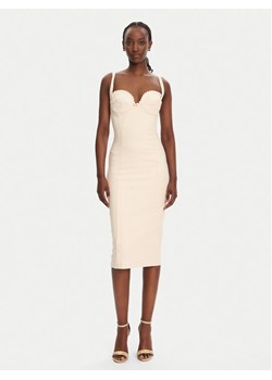 Elisabetta Franchi Sukienka koktajlowa AB85052E2 193 Beżowy Regular Fit - id: 0000305007537 - marki Elisabetta Franchi - 182666949 Elisabetta Franchi Sukienka koktajlowa AB85052E2 193 Beżowy Regular Fit ze sklepu MODIVO w kategorii Sukienki - zdjęcie 182666949