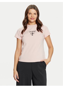 Guess T-Shirt V4YI21 KCDH1 Różowy Slim Fit ze sklepu MODIVO w kategorii Bluzki damskie - zdjęcie 182667149