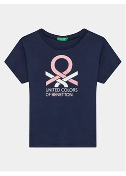 United Colors Of Benetton T-Shirt 3I1XC10H8 Granatowy Regular Fit ze sklepu MODIVO w kategorii Bluzki dziewczęce - zdjęcie 182667896