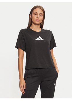 adidas Koszulka techniczna Train Essentials Big Logo JG8614 Czarny Regular Fit ze sklepu MODIVO w kategorii Bluzki damskie - zdjęcie 182668829
