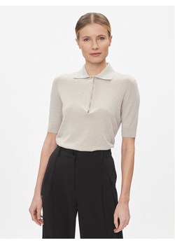 Calvin Klein Polo K20K206915 Beżowy Slim Fit ze sklepu MODIVO w kategorii Bluzki damskie - zdjęcie 182671686