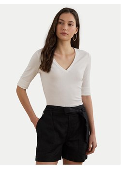 LAUREN RALPH LAUREN Bluzka 200815843001 Biały Slim Fit ze sklepu MODIVO w kategorii Bluzki damskie - zdjęcie 182672109