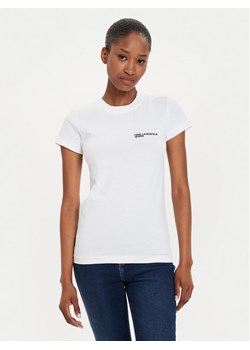 Karl Lagerfeld Jeans T-Shirt 241J1700 Biały Slim Fit ze sklepu MODIVO w kategorii Bluzki damskie - zdjęcie 182672726