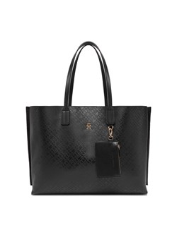 Tommy Hilfiger Torebka Th Distinct Tote Mono AW0AW17195 Czarny ze sklepu MODIVO w kategorii Torby Shopper bag - zdjęcie 182673855