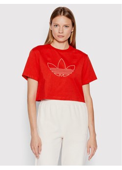 adidas T-Shirt HK5175 Czerwony Loose Fit ze sklepu MODIVO w kategorii Bluzki damskie - zdjęcie 182674485