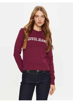 Guess Jeans Sweter W4BR10 Z3HM1 Bordowy Regular Fit ze sklepu MODIVO w kategorii Swetry damskie - zdjęcie 182674738