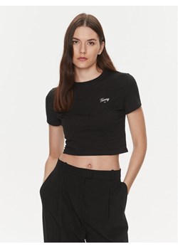 Tommy Jeans T-Shirt Script DW0DW17366 Czarny Slim Fit ze sklepu MODIVO w kategorii Bluzki damskie - zdjęcie 182675189