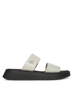 Calvin Klein Jeans Klapki Sandal Slide Double Strap YW0YW01694 Biały ze sklepu MODIVO w kategorii Klapki damskie - zdjęcie 182675307