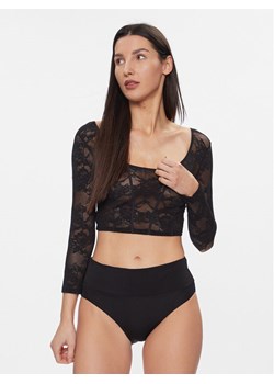 Triumph Bluzka Smart Deco Crop Top 10215947 Czarny Slim Fit ze sklepu MODIVO w kategorii Bluzki damskie - zdjęcie 182675627