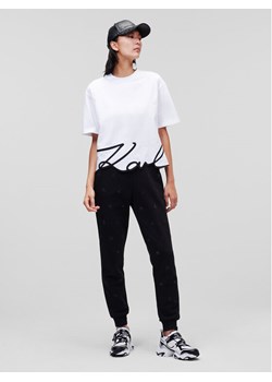 KARL LAGERFELD T-Shirt Signature Hem 226W1703 Biały Relaxed Fit ze sklepu MODIVO w kategorii Bluzki damskie - zdjęcie 182675747