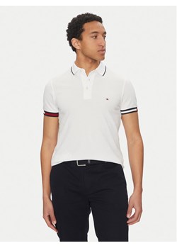 Tommy Hilfiger Polo Flag Cuff MW0MW38458 Biały Slim Fit - id: 0000304651069 - marki Tommy Hilfiger - 182677077 Tommy Hilfiger Polo Flag Cuff MW0MW38458 Biały Slim Fit ze sklepu MODIVO w kategorii T-shirty męskie - zdjęcie 182677077