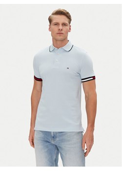 Tommy Hilfiger Polo Flag Cuff MW0MW38458 Błękitny Slim Fit ze sklepu MODIVO w kategorii T-shirty męskie - zdjęcie 182678616