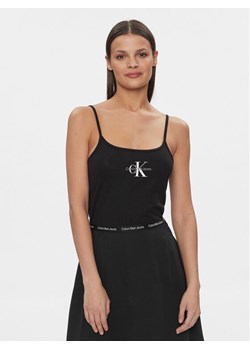 Calvin Klein Jeans Top Monologo J20J223105 Czarny Slim Fit ze sklepu MODIVO w kategorii Bluzki damskie - zdjęcie 182678867