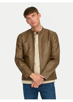Only & Sons Kurtka z imitacji skóry Mike 22012339 Brązowy Regular Fit ze sklepu MODIVO w kategorii Kurtki męskie - zdjęcie 182679829