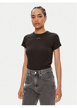 Calvin Klein T-Shirt Nano Logo K20K207212 Czarny Slim Fit ze sklepu MODIVO w kategorii Bluzki damskie - zdjęcie 182679837