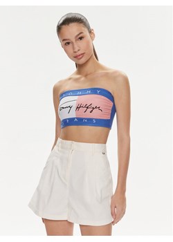 Tommy Jeans Top Flag UW0UW05151 Niebieski Slim Fit ze sklepu MODIVO w kategorii Bluzki damskie - zdjęcie 182680085