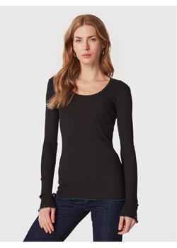 Tommy Hilfiger Bluzka Frill Rib Scoop WW0WW37553 Czarny Slim Fit ze sklepu MODIVO w kategorii Bluzki damskie - zdjęcie 182680405