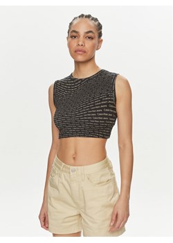 Calvin Klein Jeans Top J20J223163 Czarny Slim Fit ze sklepu MODIVO w kategorii Bluzki damskie - zdjęcie 182680957