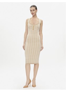 Elisabetta Franchi Sukienka dzianinowa AM-55Z-41E2-V460 Beżowy Slim Fit ze sklepu MODIVO w kategorii Sukienki - zdjęcie 182682846