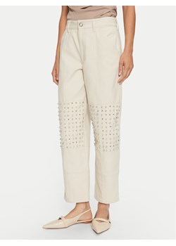 PINKO Spodnie materiałowe 104429 A284 Écru Regular Fit ze sklepu MODIVO w kategorii Spodnie damskie - zdjęcie 182683235