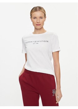 Tommy Hilfiger T-Shirt Logo WW0WW40276 Biały Regular Fit ze sklepu MODIVO w kategorii Bluzki damskie - zdjęcie 182684797