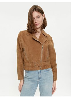 Luisa Spagnoli Kurtka skórzana Vespucci 540807 Brązowy Regular Fit ze sklepu MODIVO w kategorii Kurtki damskie - zdjęcie 182684907