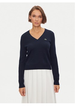Lacoste Sweter AF3324 Granatowy Regular Fit ze sklepu MODIVO w kategorii Swetry damskie - zdjęcie 182685187
