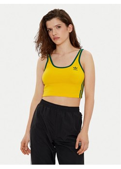 adidas Top adicolor 3-Stripes JP2291 Żółty Slim Fit ze sklepu MODIVO w kategorii Bluzki damskie - zdjęcie 182685228
