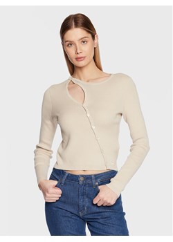 Calvin Klein Jeans Kardigan J20J220707 Beżowy Regular Fit ze sklepu MODIVO w kategorii Swetry damskie - zdjęcie 182686609