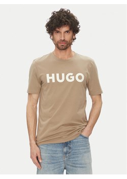 HUGO T-Shirt Dulivio 50467556 Beżowy Regular Fit ze sklepu MODIVO w kategorii T-shirty męskie - zdjęcie 182690185