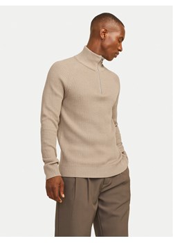 Jack&Jones Sweter Pannel 12258473 Beżowy Regular Fit ze sklepu MODIVO w kategorii Swetry męskie - zdjęcie 182690947