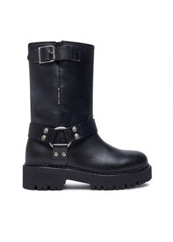 Tommy Jeans Botki Tjw Urban Biker Boot Leather EN0EN02728 Czarny ze sklepu MODIVO w kategorii Botki - zdjęcie 182692405