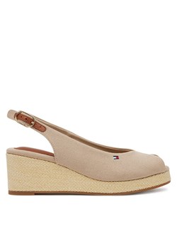 Tommy Hilfiger Sandały Flag Mid Wedge Espad Slingback FW0FW08595 Beżowy ze sklepu MODIVO w kategorii Espadryle damskie - zdjęcie 182694027