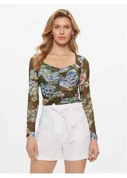 Guess Bluzka W4GP24 KBAH2 Zielony Slim Fit ze sklepu MODIVO w kategorii Bluzki damskie - zdjęcie 182694827
