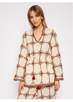 Tory Burch Tunika Embroidered 76789 Beżowy Regular Fit ze sklepu MODIVO w kategorii Bluzki damskie - zdjęcie 182695076