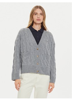 Tommy Hilfiger Kardigan WW0WW43089 Szary Regular Fit ze sklepu MODIVO w kategorii Swetry damskie - zdjęcie 182695225