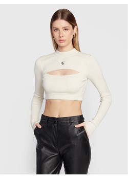 Calvin Klein Jeans Sweter J20J220446 Écru Slim Fit ze sklepu MODIVO w kategorii Swetry damskie - zdjęcie 182697506