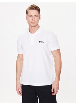 Jack Wolfskin Polo Essential 1809301 Biały Regular Fit ze sklepu MODIVO w kategorii T-shirty męskie - zdjęcie 182697928