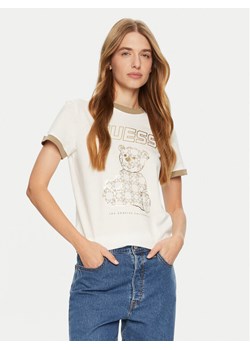 Guess T-Shirt V4BI02 K8FQ4 Écru Regular Fit ze sklepu MODIVO w kategorii Bluzki damskie - zdjęcie 182699747