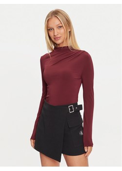 Pieces Bluzka 17153519 Bordowy Slim Fit ze sklepu MODIVO w kategorii Bluzki damskie - zdjęcie 182700465