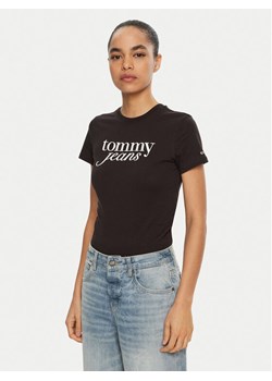 Tommy Jeans T-Shirt Essential DW0DW19447 Czarny Slim Fit ze sklepu MODIVO w kategorii Bluzki damskie - zdjęcie 182701067