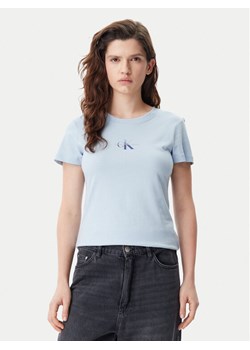 Calvin Klein Jeans T-Shirt Gradient Monologo J20J225252 Błękitny Slim Fit ze sklepu MODIVO w kategorii Bluzki damskie - zdjęcie 182701958