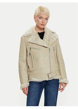 Boss Kurtka skórzana 50524016 Écru Regular Fit ze sklepu MODIVO w kategorii Kurtki damskie - zdjęcie 182703266