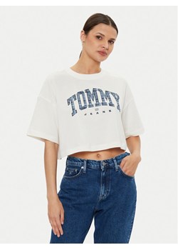 Tommy Jeans T-Shirt DW0DW18420 Écru Oversize ze sklepu MODIVO w kategorii Bluzki damskie - zdjęcie 182703707