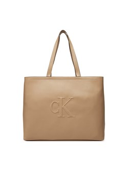 Calvin Klein Jeans Torebka Sculpted Slim Tote34 LV04K3070G Beżowy ze sklepu MODIVO w kategorii Torby Shopper bag - zdjęcie 182705496
