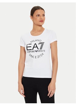 EA7 Emporio Armani T-Shirt 6DTT20 TJQCZ 1100 Biały Slim Fit ze sklepu MODIVO w kategorii Bluzki damskie - zdjęcie 182706239