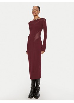 Patrizia Pepe Sukienka dzianinowa 8A1348 K195 M511 Bordowy Slim Fit ze sklepu MODIVO w kategorii Sukienki - zdjęcie 182706527